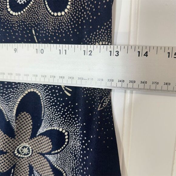 Y2K Knapp Studio Floral Mini Dress S Navy Cap Sleeve Made in USA Retro Grunge - Picture 4 of 7